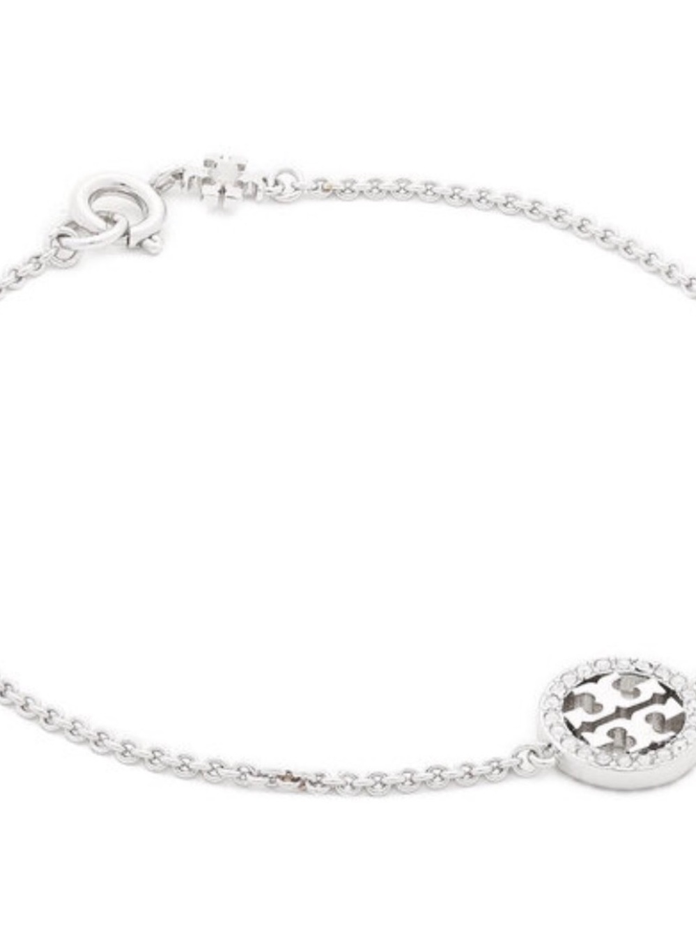Tory Burch Silver Logo Disc Delicate Chain Bracelet